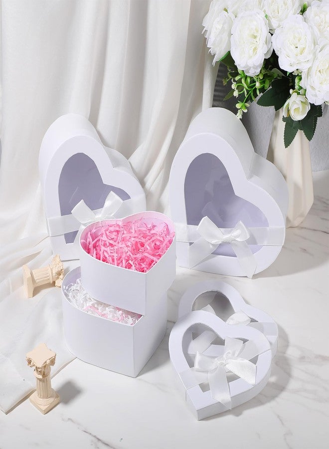 AojSup 4 Pcs Heart Shaped Boxes for Flowers Arrangements, Heart Box for Flowers, White Nesting Gift Boxes with Clear Lids for Present, Bridesmaid, Proposal, Birthday - Image 3